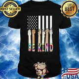 Be kind hand American flag veteran Independence Day shirt