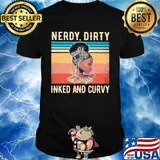 Black girl books flowers nerdy dirty inked and curvy vintage retro shirt