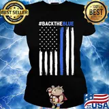 Black The Blue American Flag Independence Day Shirt Ladies tee