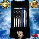 Black The Blue American Flag Independence Day Shirt Tank top