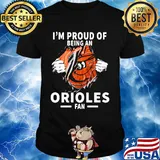 Blood insides I'm proud of being abaltimore orioles fan shirt