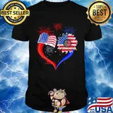 Book Flower Heart American Flag Independence Day Shirt