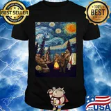 Campfire starry night bear vincent Van gogh shirt