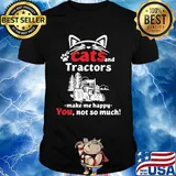 Cat and tractors make me happy not so much paw shirt