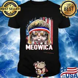 Cat meowica american flag independence day shirt