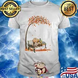 Charlie brown hug snoopy fall maple leaves shirt