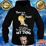 Charlie brown hug snoopy there is a 100% chance i'd rather be at home with my dog heart s Hoodie