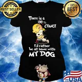 Charlie brown hug snoopy there is a 100% chance i'd rather be at home with my dog heart s Ladies tee