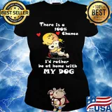 Charlie brown hug snoopy there is a 100% chance i'd rather be at home with my dog hearts s Ladies tee