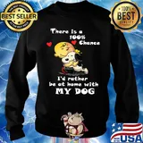 Charlie brown hug snoopy there is a 100% chance i'd rather be at home with my dog hearts s Sweater