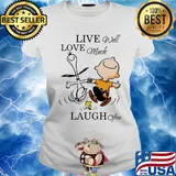 Charlie brown snoopy and woodstock live well love much laugh often s Ladies tee