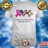 Cure love together breast cancer awareness American flag veteran Independence Day shirt