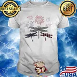 Dragonfly firework american flag independence day shirt