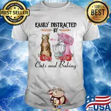 Easily distracted by cats and baking rose heart shirt shirt