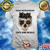 Easily distracted by Cats and skulls shirt