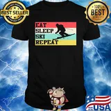 Eat sleep ski repeat vintage retro shirt