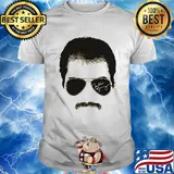 Freddie mercury face signature tee 1970s british rock band shirt