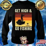Get High And Go Fishing Vintage Retro Shirt Sweater