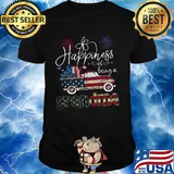 Happiness Is Being A Grandma Sunflower Truck America 4th Of July Independence Day Shirt