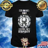I am a chef my level of sarcasm depends on your level of stupidity skull shirt