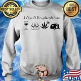 I Am A Simple Woman Car Cup Glasses Sandal Marijuana Leaf Weed Shirt Sweater