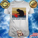 I Do What I Want Cat Spilled Coffee Vintage Retro Shirt