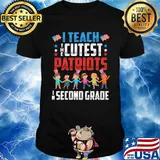 I teach the cutest patriots in second grade american flag independence day shirt