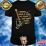 I Wanna Rock N' Roll All Night And Party Every Day Guitar Bass Shirt