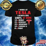I work at tesla i always give 100% at work shirt