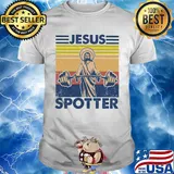 Jesus spotter weight lifting vintage retro shirt