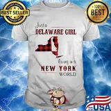 Just a delaware girl living in a new york world map shirt