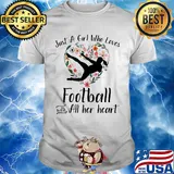 Just a girl who love football with all her heart flowers shirt