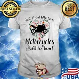 Just a girl who loves motorcycles with all her heart flowers shirt