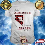 Just a maryland girl living in a nevada world map shirt