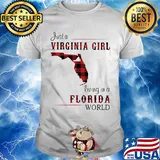 Just a virginia girl living in a florida world map shirt
