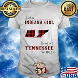 Just an indiana girl living in a tennessee world map shirt