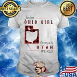 Just an ohio girl living in a utah world map shirt