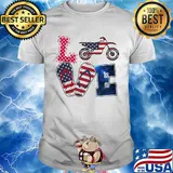 Love motocross American flag veteran Independence day shirt