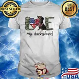 Love my dachshund heart American flag veteran Independence day shirt