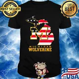 Michigan Wolverine American Flag Map Independence Day Shirt