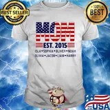 Mom Est.2015 Isla Sophia Oliver Noah Olivia Jacob Liam Harry American Flag Independence Day Shirt