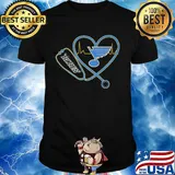 Nurse st. Louis blues stethoscope heart heartbeat shirt
