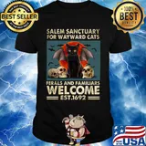 Official Salem Sanctuary Ror Wayward Cats Rerals An Familiars Welcome Est1962 Sunset Skullcap Shirt