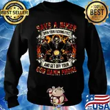 Official Save A Biker God Damn Phone Devil Fire Shirt Sweater