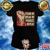 Official Stand Up Speak Up Persist Repeat Hand Rose Black Lives Matter Shirt Ladies tee