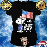 Police snoopy american flag happy independence day s Ladies tee