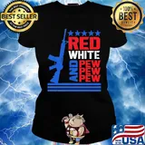 Red White And Pew Guns Star Shirt Ladies tee