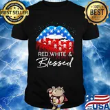 Red White Blessed Skullcap American Flag Independence Day Shirt