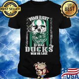 Skull damn right I'm a oregon ducks fan win or lose american flag independence day shirt