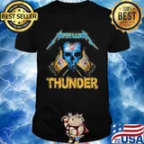 Skull metallica oklahoma city thunder flag shirt